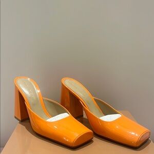 Bottega Veneta Orange Block Heel Mules